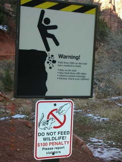 Zion National Park -- canyon overlook with sign