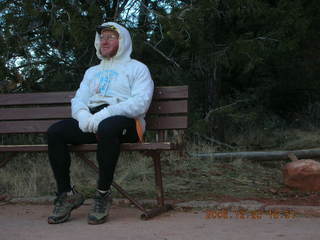 Zion National Park -- Adam sitting on bench