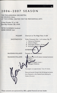 Philadelphia Orchestra program 2006oct27 autographed