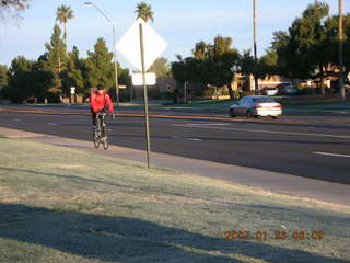 Jim Sills on his new bicycle
