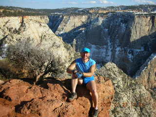 Zion National Park - Observation Point hike - Adam putting on crampons