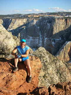 Zion National Park - Observation Point hike - Adam putting on crampons