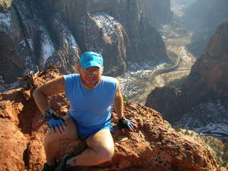 Zion National Park - Observation Point - Adam with marker