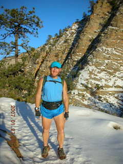 Zion National Park - Observation Point hike - Adam putting on crampons