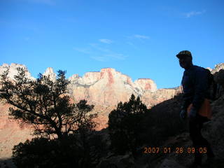 Zion National Park - Watchman hike- Adam in silhouette