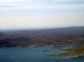 aerial around Phoenix, Lake Pleasant, from n4372j