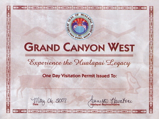 1 653. Skywalk at Grand Canyon West - certificate