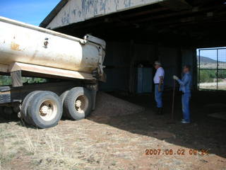 Young -- Chapman Ranch Airport - dump truck in the hangar