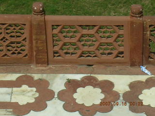 98 69e. Taj Mahal patterned rock walkway and wall