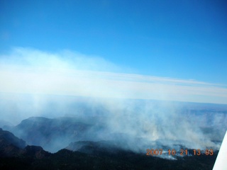 787 6am. aerial - Grand Canyon - smoke over north rim