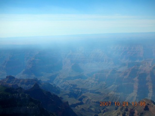 aerial - Grand Canyon - smoke over north rim