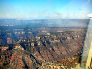 aerial - Grand Canyon - smoke over north rim