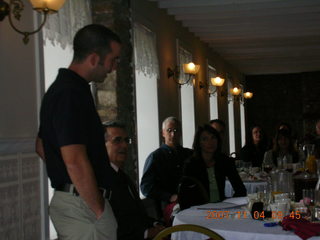 Cheltenham XC banquet - Mike giving Coach 40-year plaque