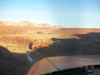 119 6bf. Flying with LaVar Wells - approach canyon to Hidden Splendor (WPT660) - aerial