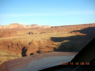 120 6bf. Flying with LaVar Wells - approach canyon to Hidden Splendor (WPT660) - aerial