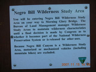 Moab - Negro Bill Trail sign