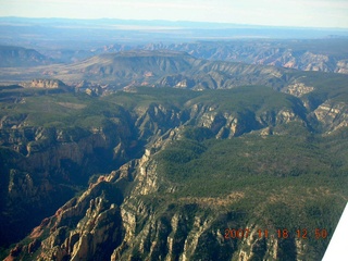 aerial - Grand Canyon - smoke on north rim