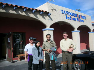 Adam, Aditi, Hitesh, and Jim outside Tandoori Times restaurant