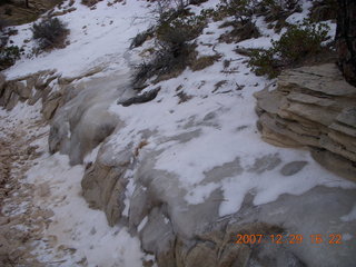 Zion National Park - West Rim trail - ice along trail