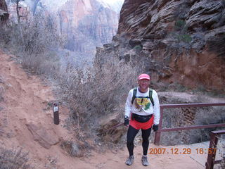 Zion National Park - Angels Landing hike - Adam climbing at the top