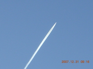 98 6cx. Zion National Park - sunrise Angels Landing hike - jet contrail