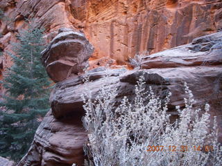 Zion National Park - Angels Landing hike - balanced rock in Refrigerator Canyon