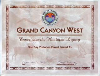 74 6do. Grand Canyon West - Skywalk 'I did it' certificate