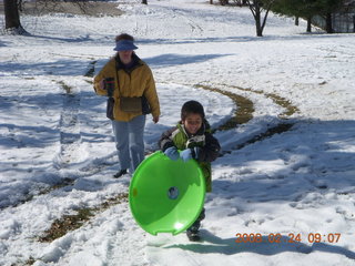 Gaby sledding in Burholme Park