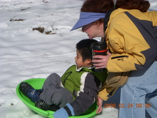 Gaby sledding in Burholme Park