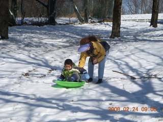 Gaby sledding in Burholme Park