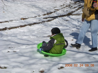 Gaby sledding in Burholme Park