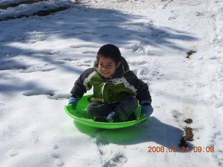 Gaby sledding in Burholme Park