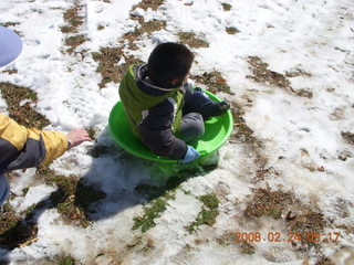 Gaby sledding in Burholme Park