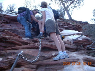 Zion National Park - Angels Landing hike - scary part with chains