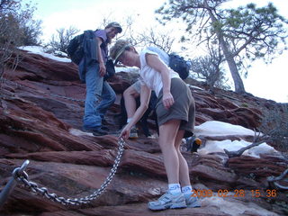 Zion National Park - Angels Landing hike - other hikers from Alaska - chains