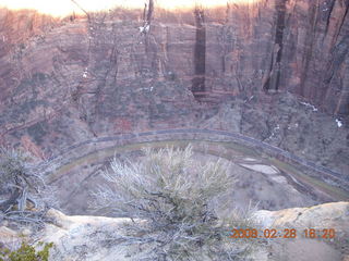 Zion National Park - west rim hike - snowy wet footpath