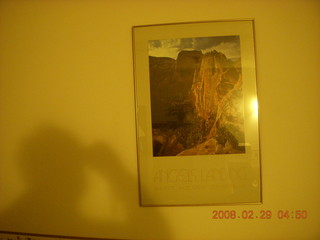 Zion National Park - crooked Angels Landing picture on hotel wall