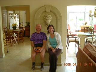 Adam and Vicki in front of Bryant's 'fountain'