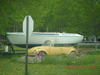 yellow VW beetle flowerpot