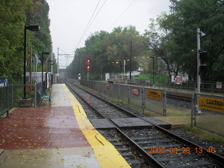 railroad tracks in the rain