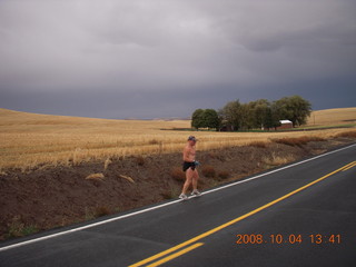 891 6n4. Pullman, Washington, Colton wheatfields - Adam after run