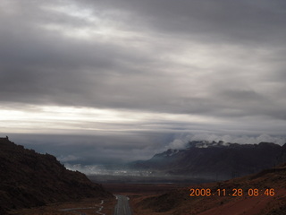 view from road in Arches National Park