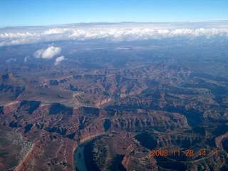 aerial - Canyonlands area with puffy clouds