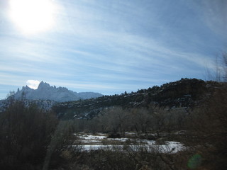 beth's Saturday zion-trip pictures - striking view and clouds going to zion