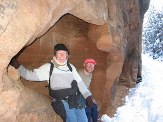 debbie's Zion-trip pictures - Beth, Adam in the rock