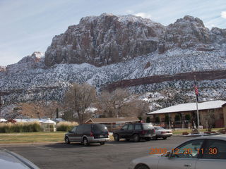snowy mountains at Bumbleberry Inn, Springdale, Utah, near Zion