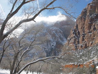 drive from saint george to zion - snowy mountains