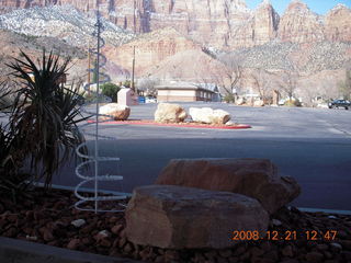 drive from zion to saint george - view from Bumbleberry Inn in Springdale