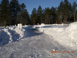 cold snowy road near Flagstaff Airport (FLG)