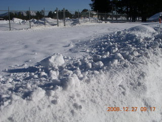 Adam running in the cold snow at Flagstaff Airport (FLG)